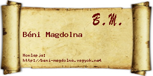 Béni Magdolna névjegykártya